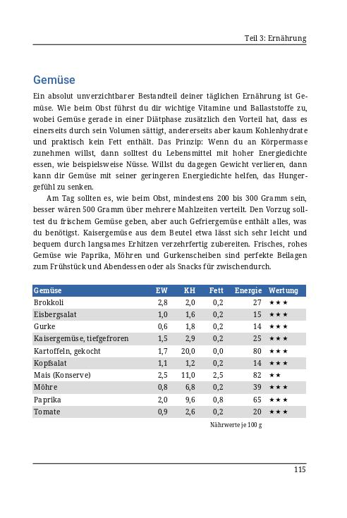 Leitfaden Fitness und Muskelaufbau: Ernährung - Gemüse